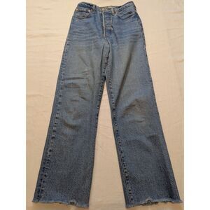 Levi’s Premium "Big E" Ribcage Straight Ankle Jeans W27 L27 Button Fly Raw Hem